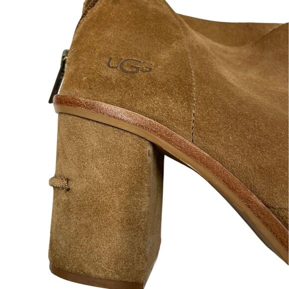 UGG Ginger Open Toe Boot Chestnut Suede Brown Size 8 - Picture 7 of 11